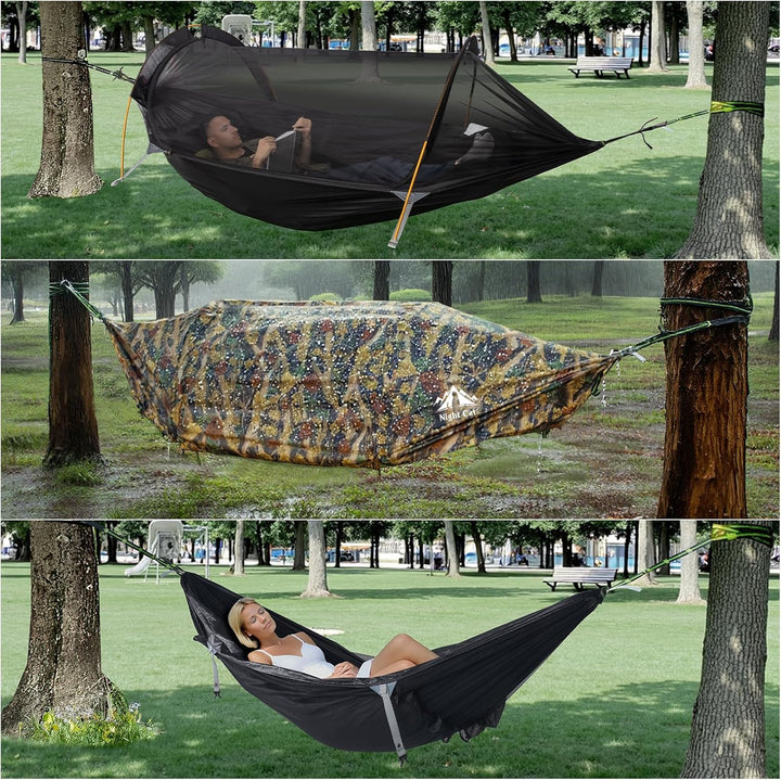 Night Cat Hängematte Zelt mit Moskitonetz wasserdichte Regenfliege Für 1 Person Wandern Camping im G