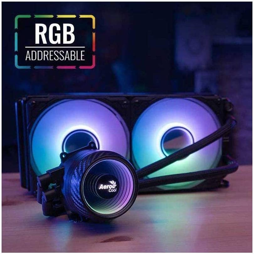 Aerocool MIRAGEL240, Flüssigkühlung CPU, 2 ARGB-Lüfter 12cm, TDP 400W, Schwarz