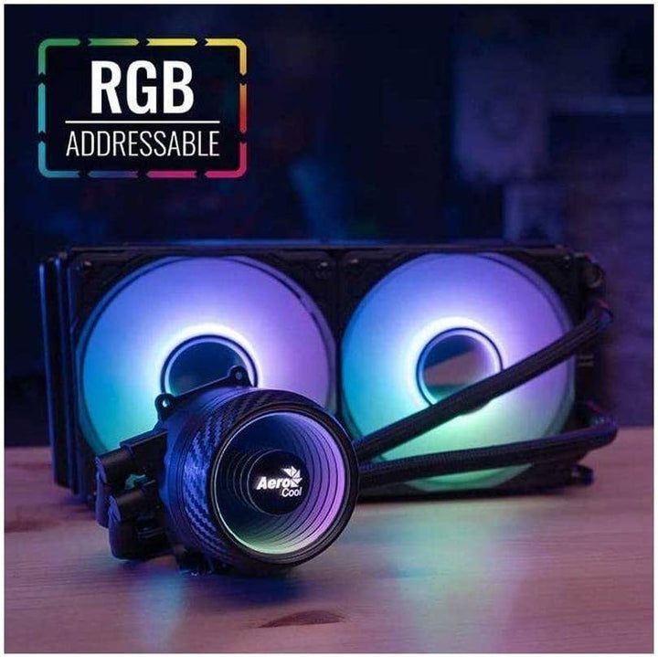 Aerocool MIRAGEL240, Flüssigkühlung CPU, 2 ARGB-Lüfter 12cm, TDP 400W, Schwarz