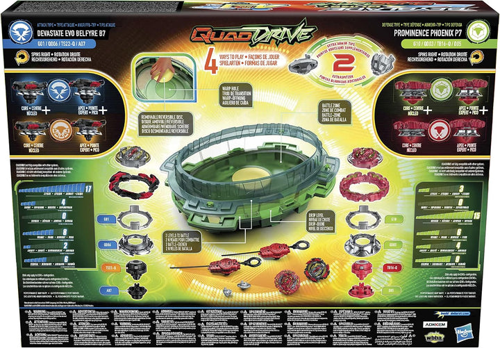 Hasbro Beyblade Burst QuadDrive Interstellar Drop Battle Set − Beystadium-Arena, 2 Kreisel und 2 Sta