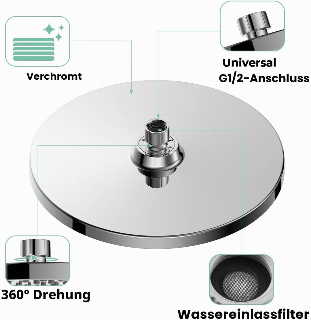Regenduschkopf Duschkopf Regendusche Watersaving YUANNY 10 Zoll Wasserspar Universal-Kopfbrause mit