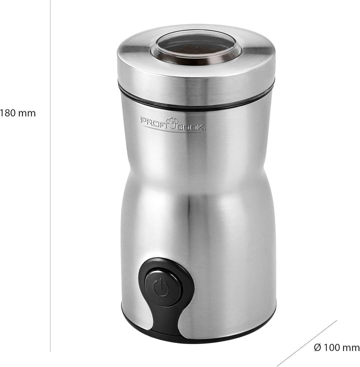 PC-KSW 1093 Kaffeemühle mit Schlagwerk, Edelstahlgehäuse, Sicherheitsschaltung, Edelstahldeckel mit