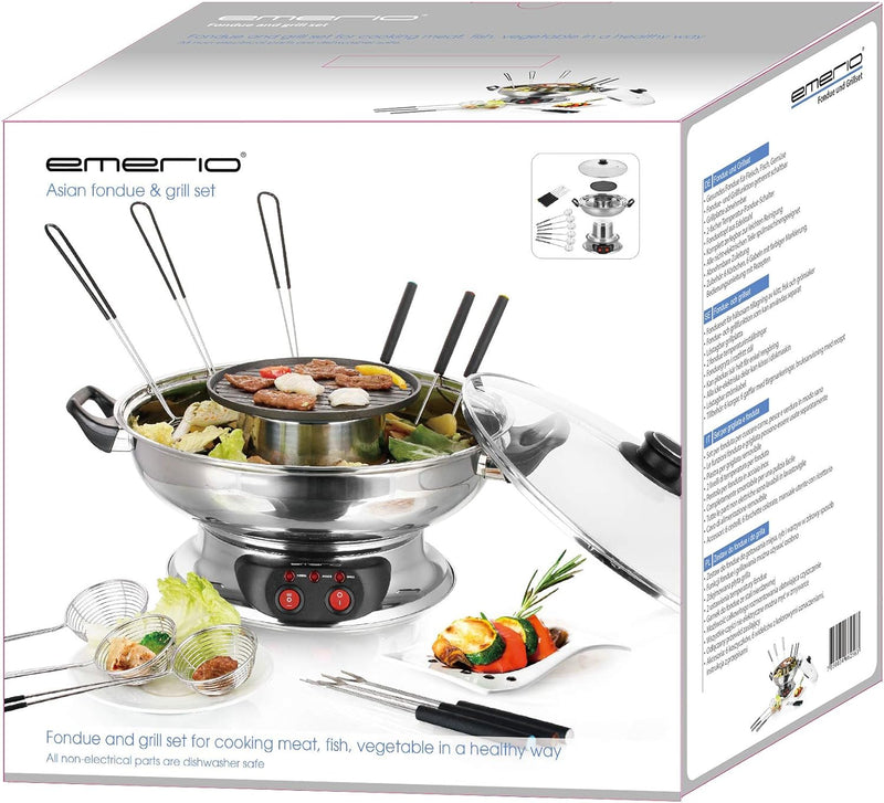 Emerio HPS-121313 elektrischer Hot Pot Set, Edelstahl