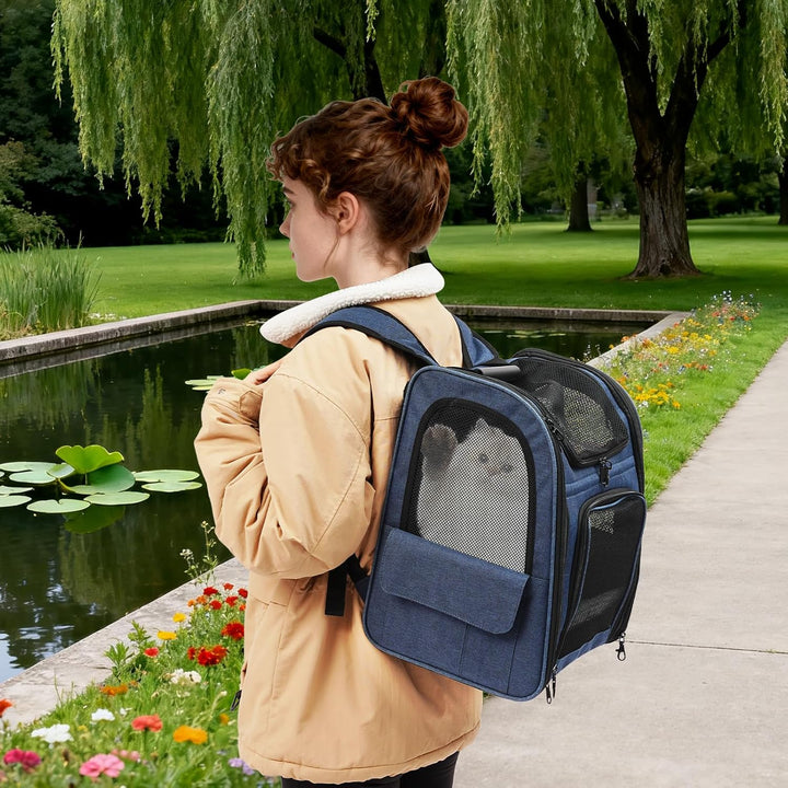 Katzenrucksack Hunderucksack mit Trolley, 2 in 1 Erweiterbar Haustier-Trolley-Rucksack mit Rädern, T