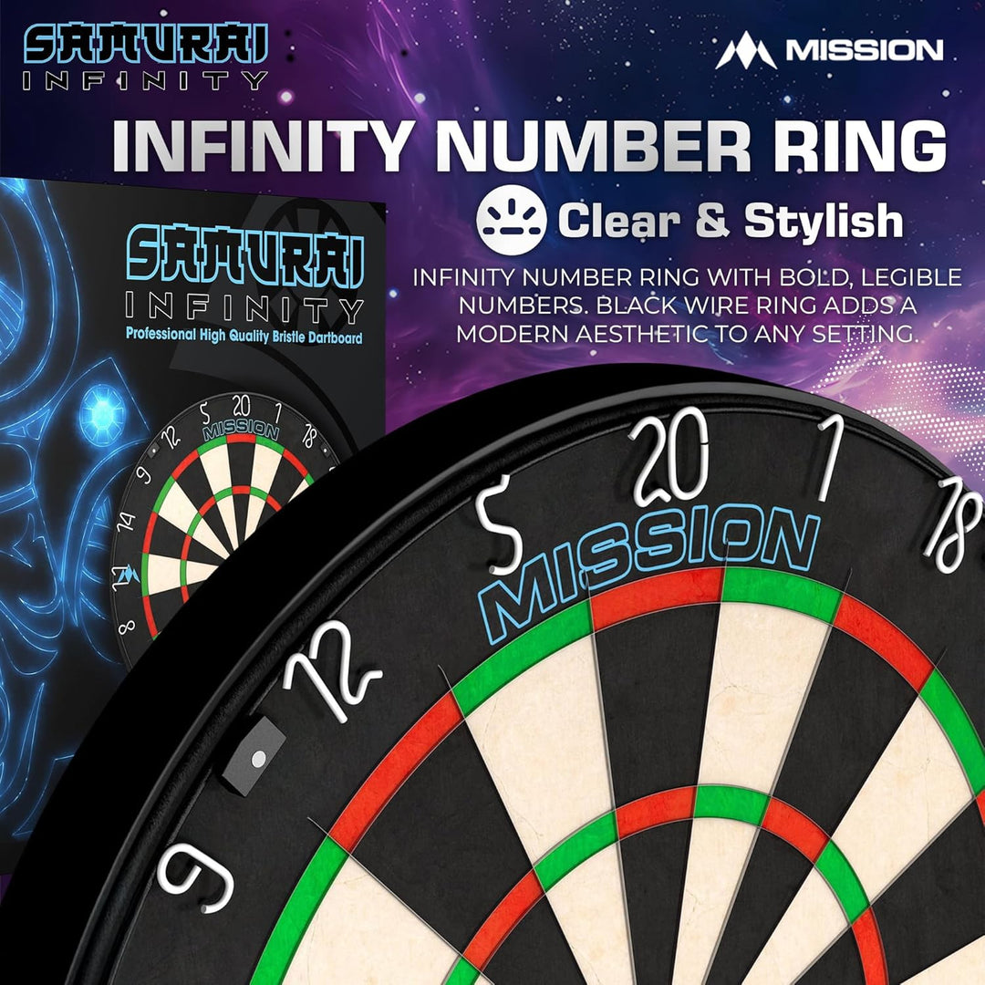 Mission Darts Samurai Infinity | Professional Competition Standard Dartboard with Ultra Thin Knife L