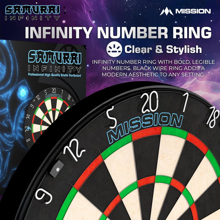Mission Darts Samurai Infinity | Professional Competition Standard Dartboard with Ultra Thin Knife L