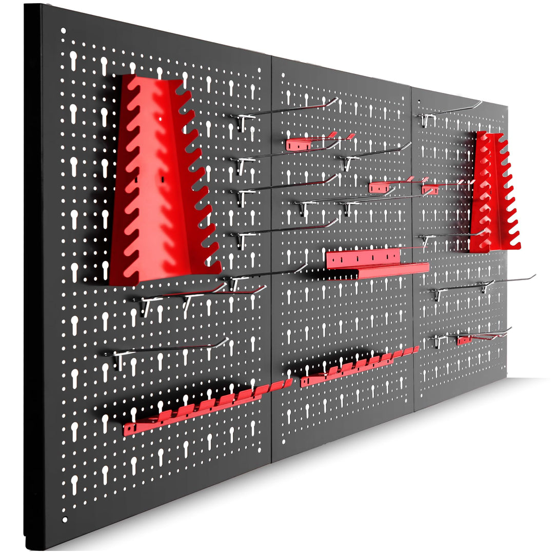 tectake® Werkzeug Lochwand aus Metall, 120 x 60 x 2 cm, Werkzeugwand Lochplatte, inkl. Werkzeughalte