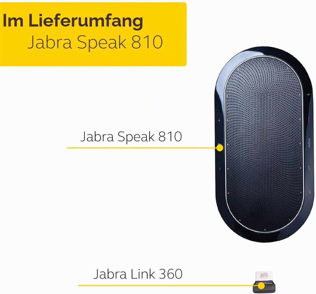 Jabra Speak 810 Konferenzlautsprecher – Microsoft-zertifizierter Lautsprecher für grosse Meetings mi