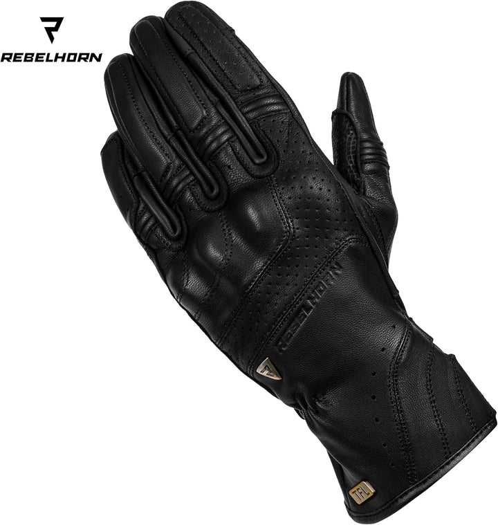 REBELHORN Runner TFL Perforiertes Ziegenleder Motorradhandschuhe Schaumstoffplatten Belüftung Touchs