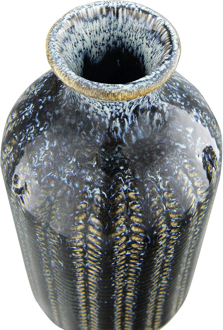 Creative Co-op Vase mit Prägung aus Steingut, reaktiv, glasiert, 3 Grössen, Blau