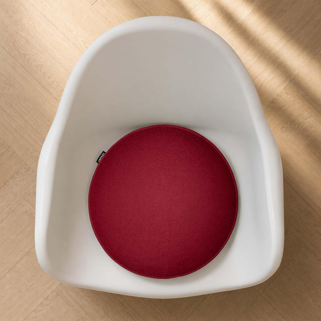 4er Set - Edle Stuhlkissen rund 40cm - rutschfest & gemütlich, Stuhlauflage rund aus Filz, rot, Rot