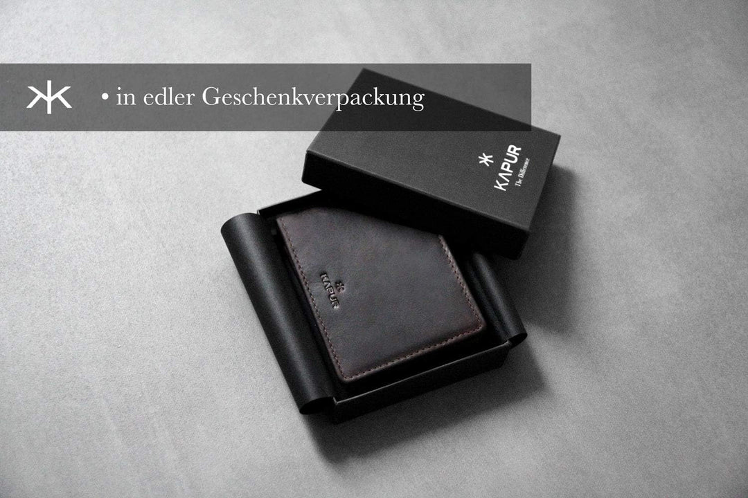 KAPUR kleine Echtleder Herren Geldbörse ‚MR. Tom‘ im Querformat, edles Portemonnaie mit 6 Kreditkart