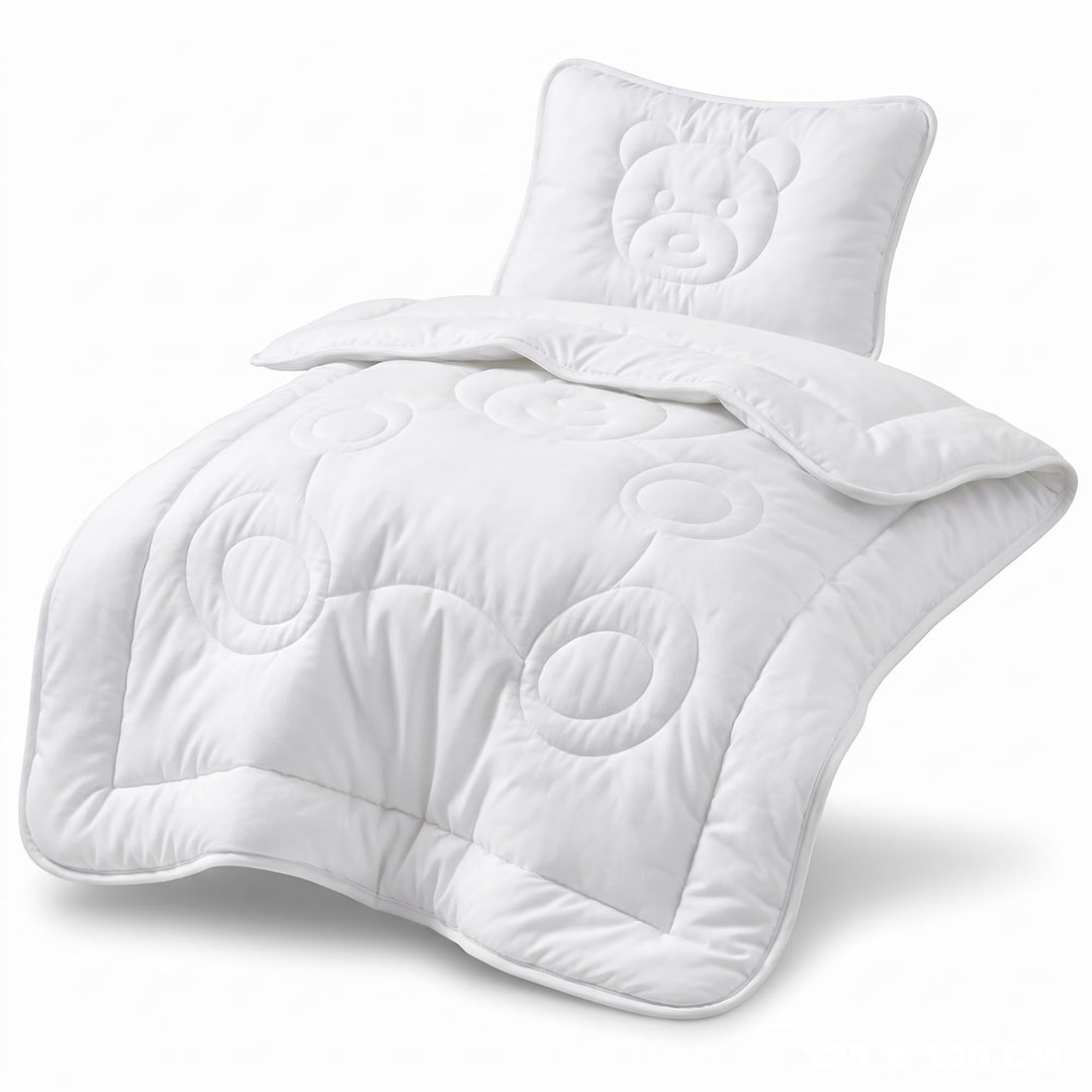 Kinderbettdecke & Kopfkissen Set 100x135 cm + 40x60 cm – Atmungsaktiv & allergikerfreundlich – Mikro