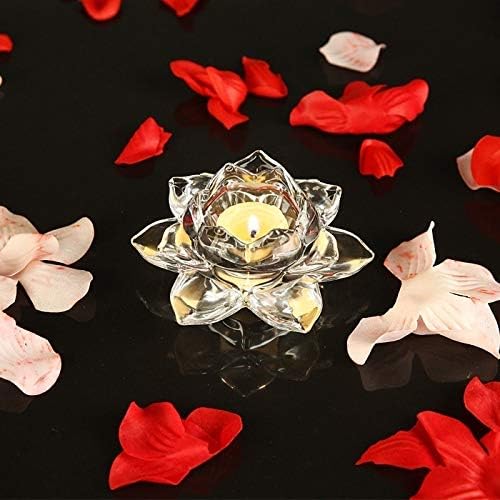 Nuptio Kristall Lotus Kerzenhalter 2 Stück Teelichthalter für 4.5cm Durchmesser Stumpenkerzen Glas V