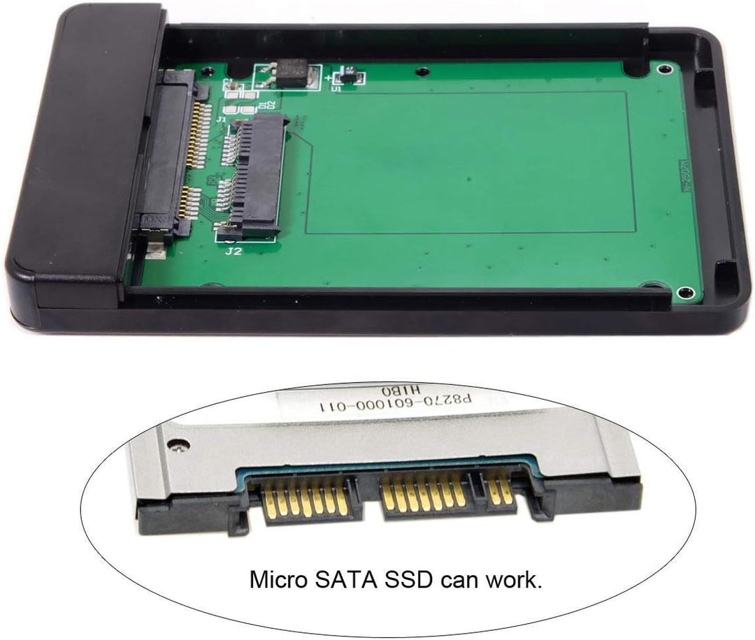 CY 1,8 Zoll Micro SATA 16pin 7 + 9 SSD zu externem Festplattengehäuse zu USB3.1 USB-C Black USB3.1 P