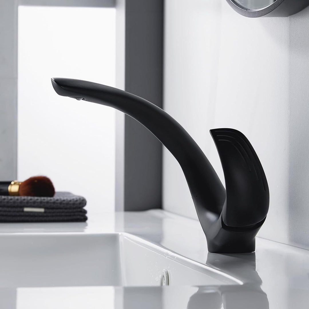 Wasserhahn Bad Schwarz Waschtischarmatur Armatur Badezimmer Mischbatterie Waschbecken Armaturen, Ein