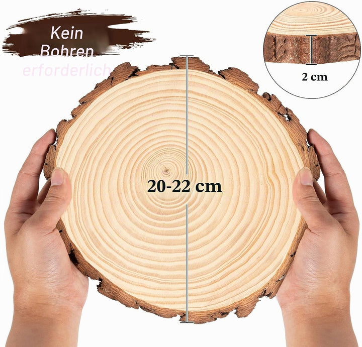 6er Set Baumscheiben 20 cm, Runde Holzscheibe 2cm Dick, Holzscheiben zum Basteln 20 cm(ca. 20-22cm),