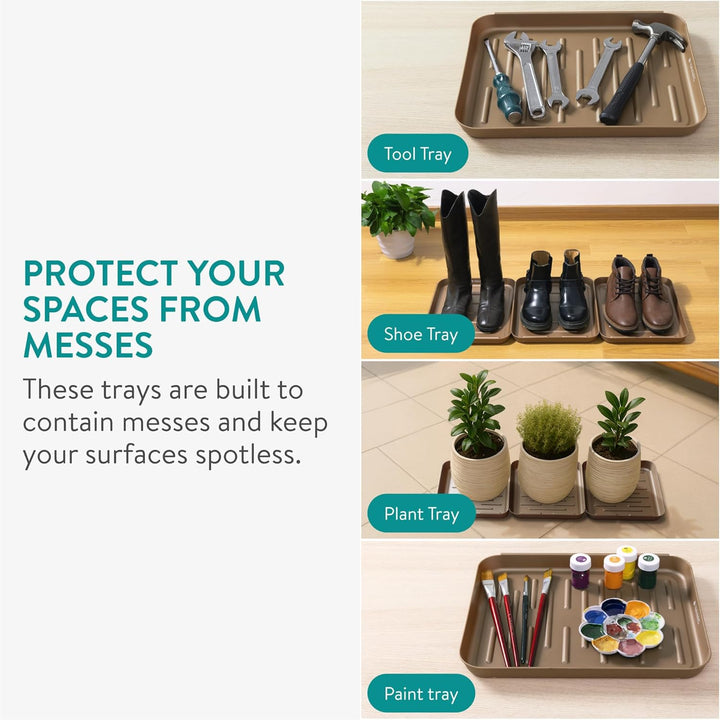 Navaris 3X Schuhabtropfschale Schuhmatte Ablage klein - Schuhablage 35x27x2,5cm mit erhöhtem Rand -