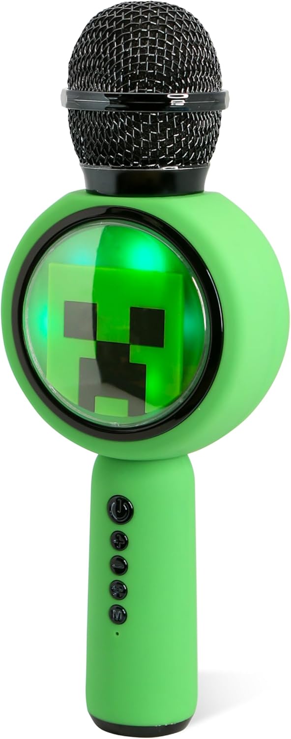 Minecraft Karaoke-Mikrofon mit kabellosem Lautsprecher und LED-Leuchten
