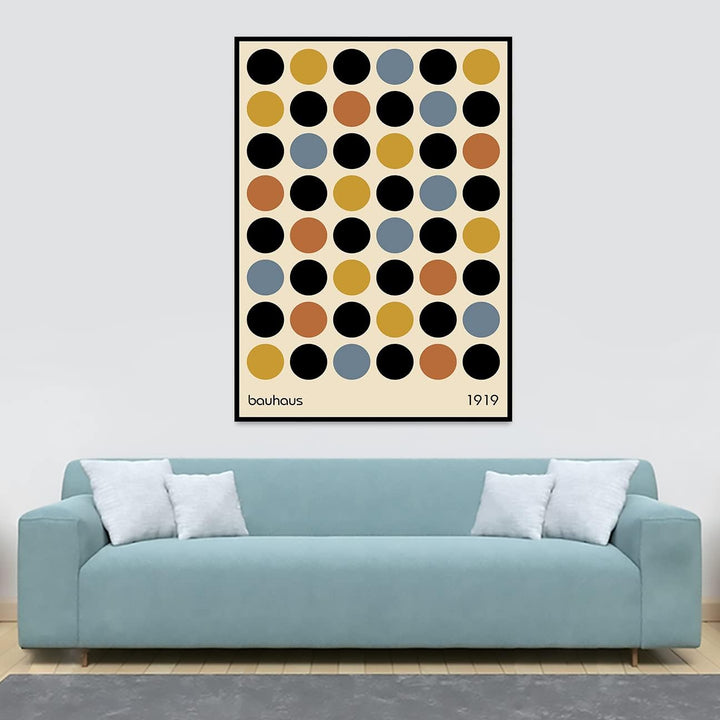 Bauhaus Kunstdruck auf Leinwand, Motiv: farbige Kreise, Abstrakt, 30 x 20 cm, verschiedene Grössen A