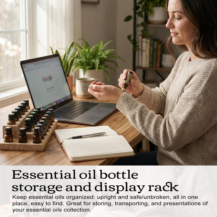 Ätherisches Öl Display Ständer, 23 Löcher Aromatherapie Öle Hölzern Tragen Gestell Halter Organisato