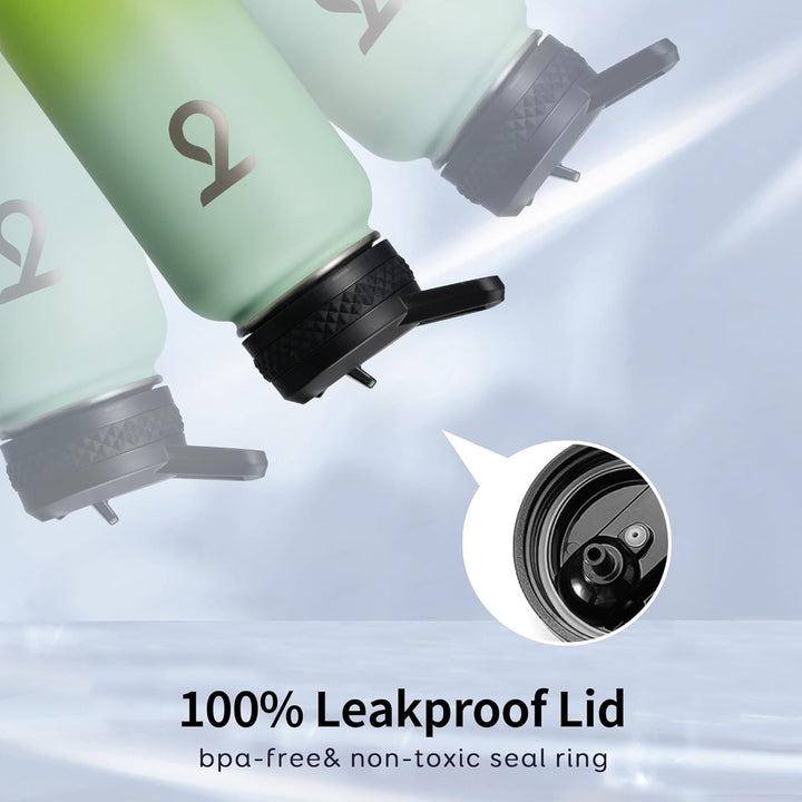 Trebo 946 ml Wasserflasche isoliert mit Deckel und Strohhalm, doppelwandige vakuumisolierte Edelstah