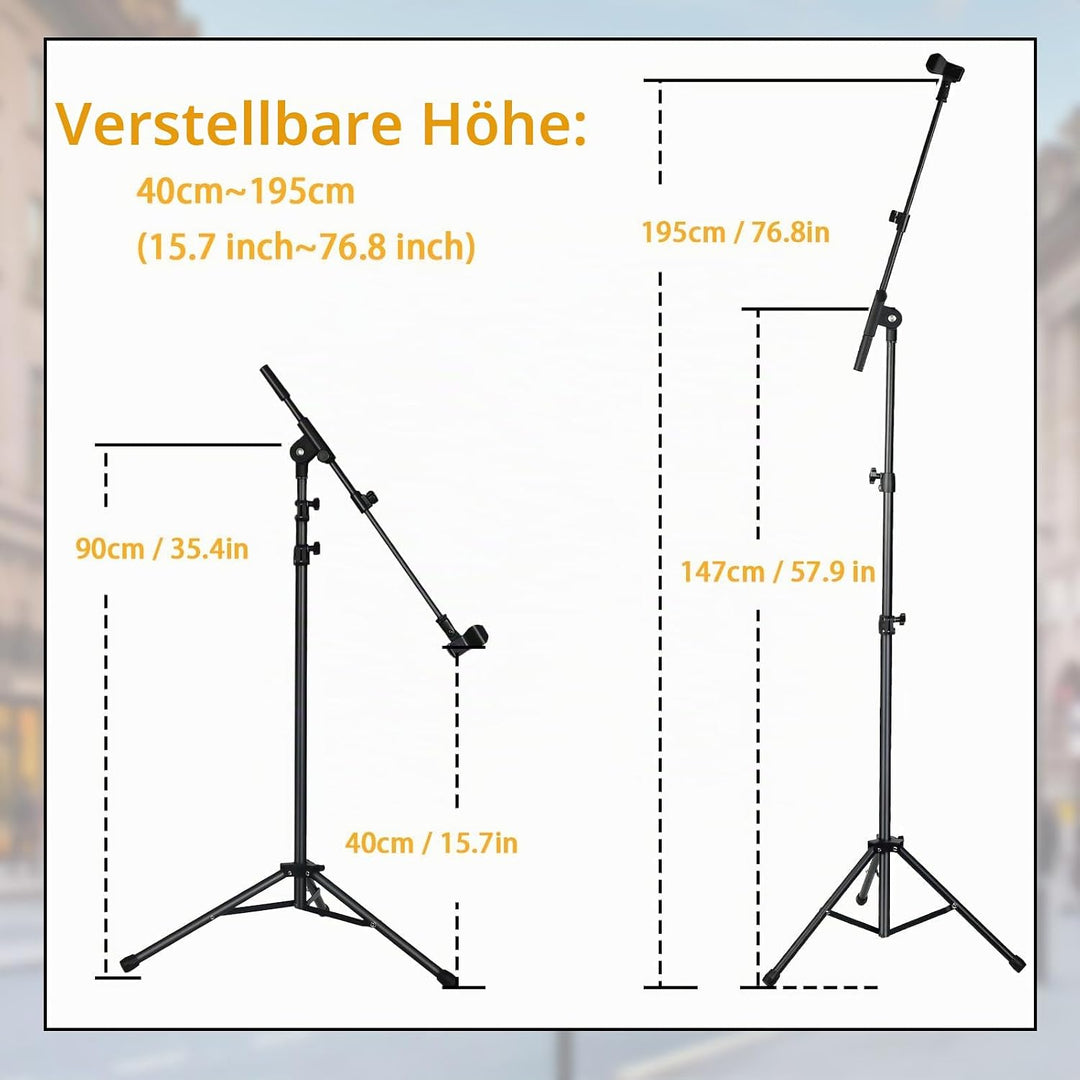Mikrofonständer Boden Mikrofonstativ für Blue Yeti Samson Q2U Fifine K6 mit Schwenk Arm, Tragetasche