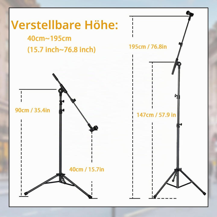 Mikrofonständer Boden Mikrofonstativ für Blue Yeti Samson Q2U Fifine K6 mit Schwenk Arm, Tragetasche