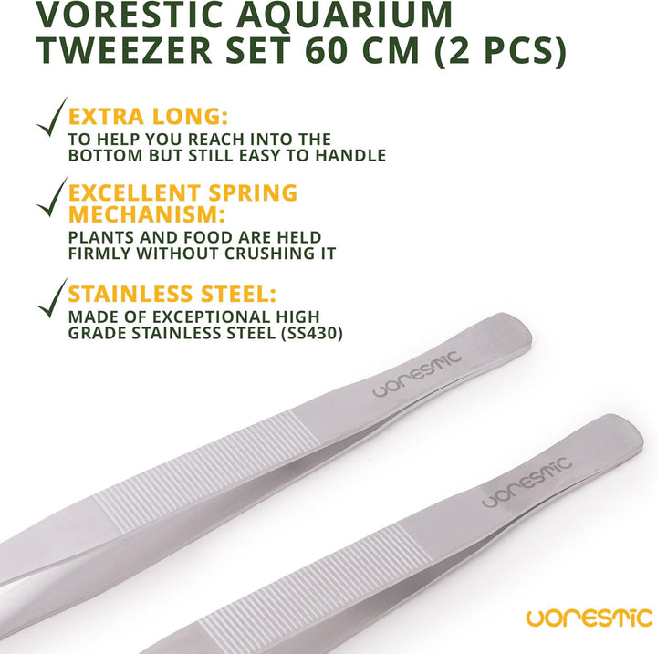 VORESTIC Aquarium Pinzette Lang Set 60cm, Aquascaping Set Extra Lange Pinzette Gross