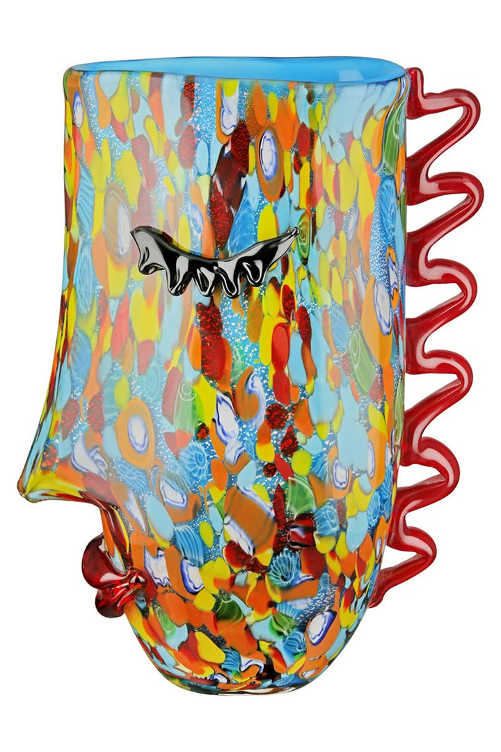 GILDE GLAS art Design Vase Froozen - Gesicht Face - durchgefärbtes Glas - mundgeblasen - Höhe 30 cm