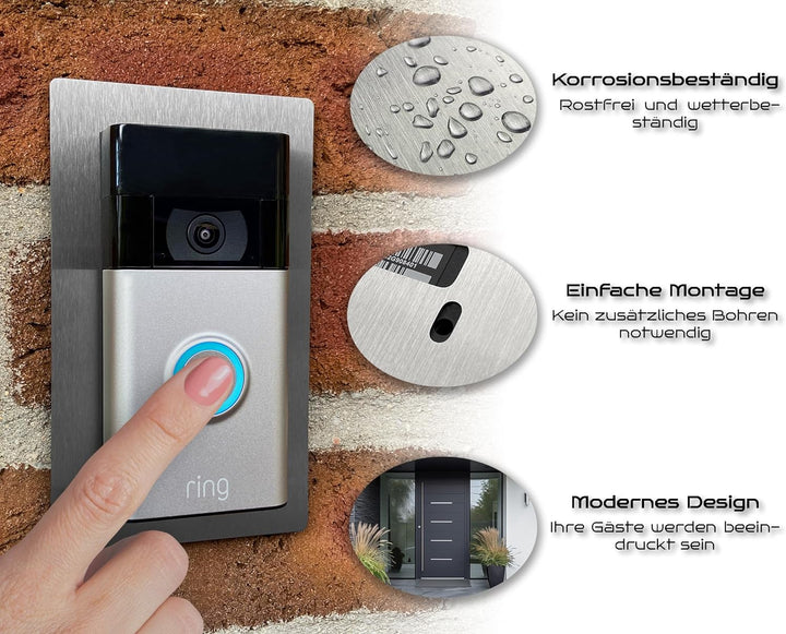 Ring Video Doorbell Blende, Wandplatte, Halterung, Wandhalterung, Edelstahl, Schild, Rahmen, Hochwer