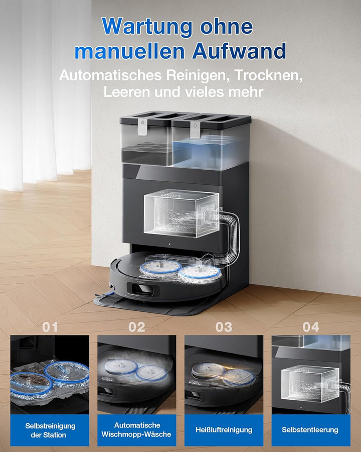 ECOVACS DEEBOT T30e Omni Saugroboter mit Wischfunktion, 25.000 Pa, OZMO Turbo 2.0 Wischen, ZeroTangl