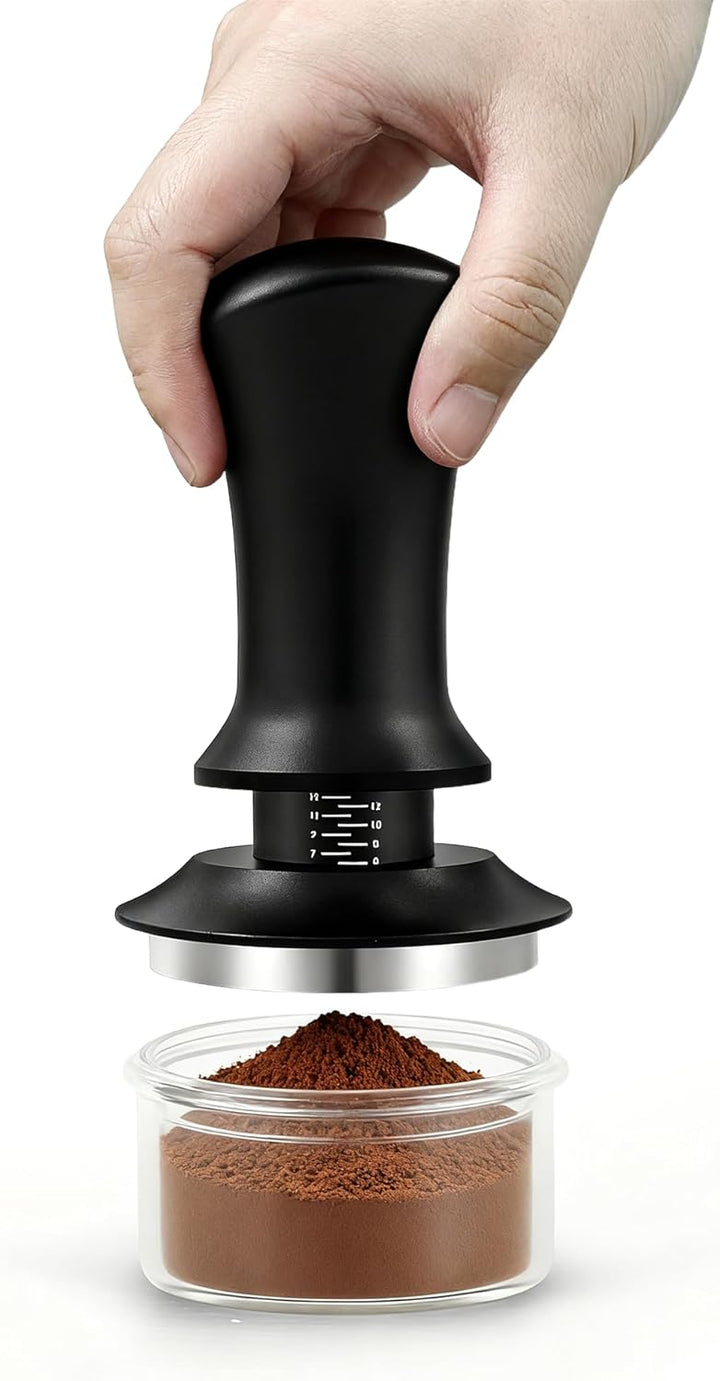 Kaffee Tamper 53mm, Kaffeepresse, Espresso Tamper mit 30lbs Anpressdruck, Skalenanpassung, 304 Edels