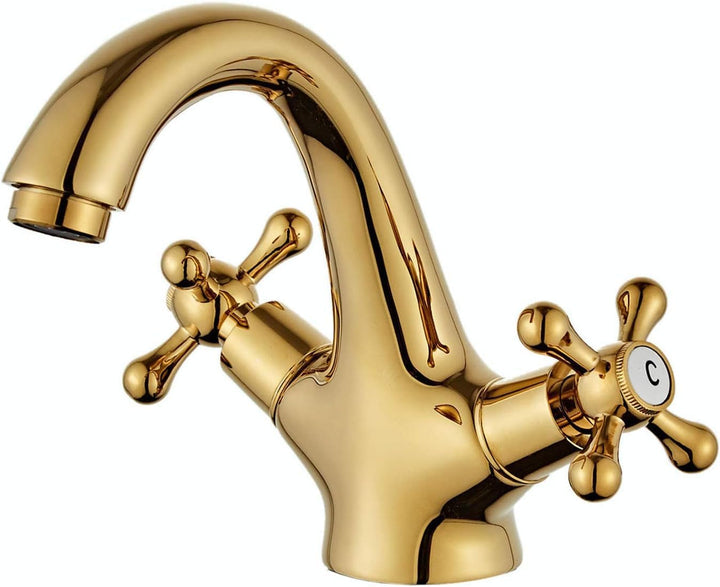 Hefo Wasserhahn bad, goldenes Mischbatterie-Waschbecken, Vintage-Doppelgriff-wasserhahn küche, Wasch