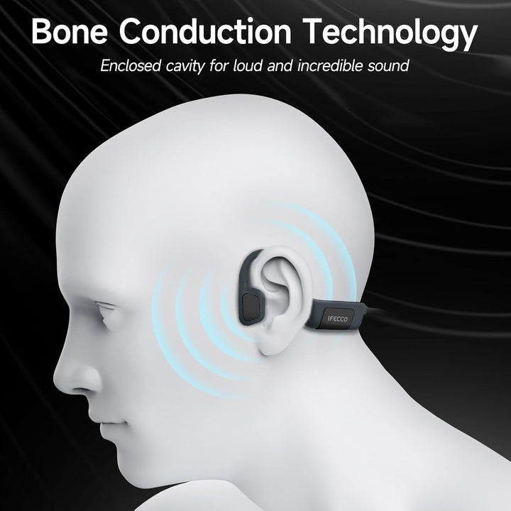 IFECCO Kopfhörer Schwimmen, Knochenschall Kopfhörer Bluetooth 5.4, IP68 wasserdichte Open Ear Kopfhö
