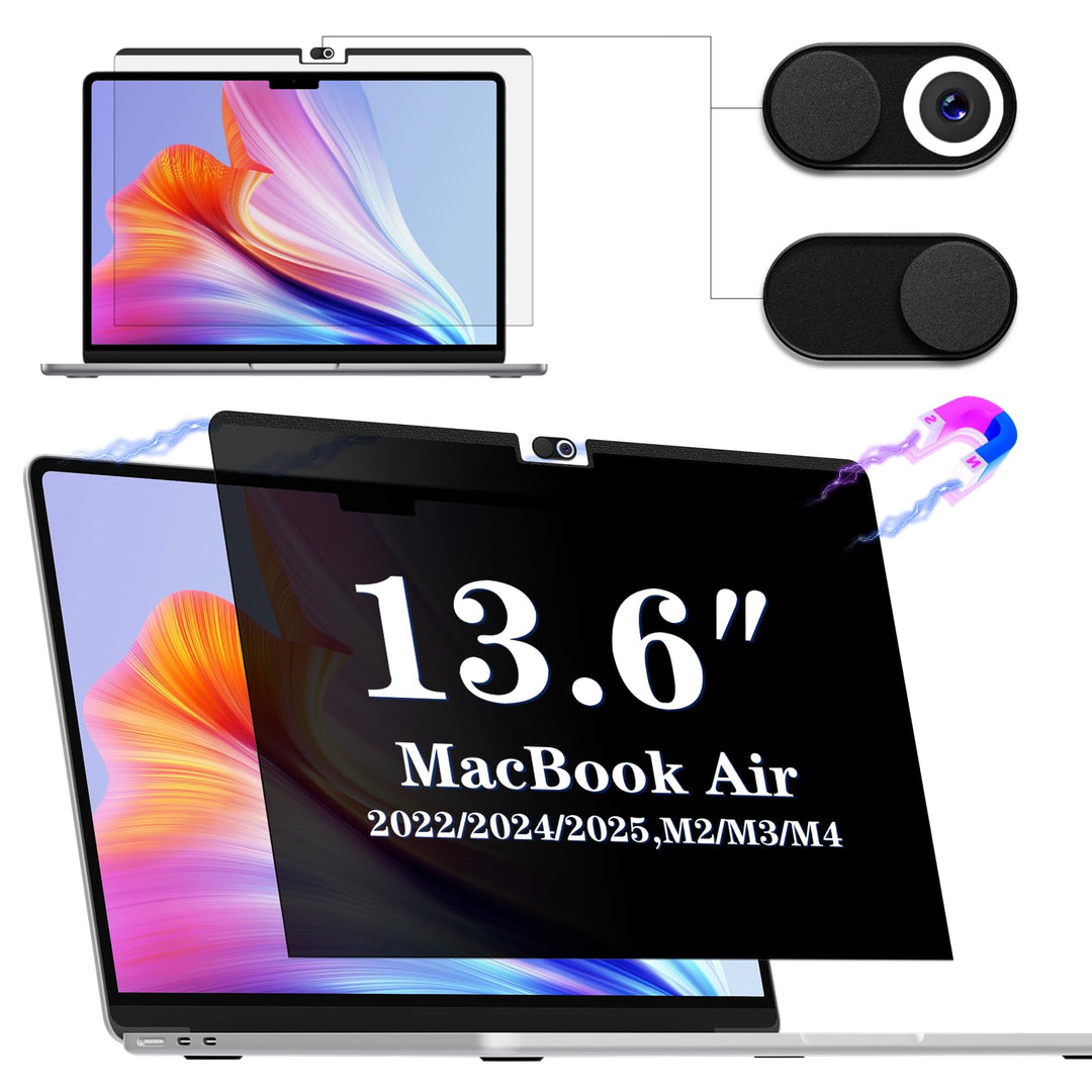 IPROKKO Blickschutzfilter MacBook Air 13,6 Zoll (M2/2022), Magnetischer Anti Glare Blaulicht Mac 13,