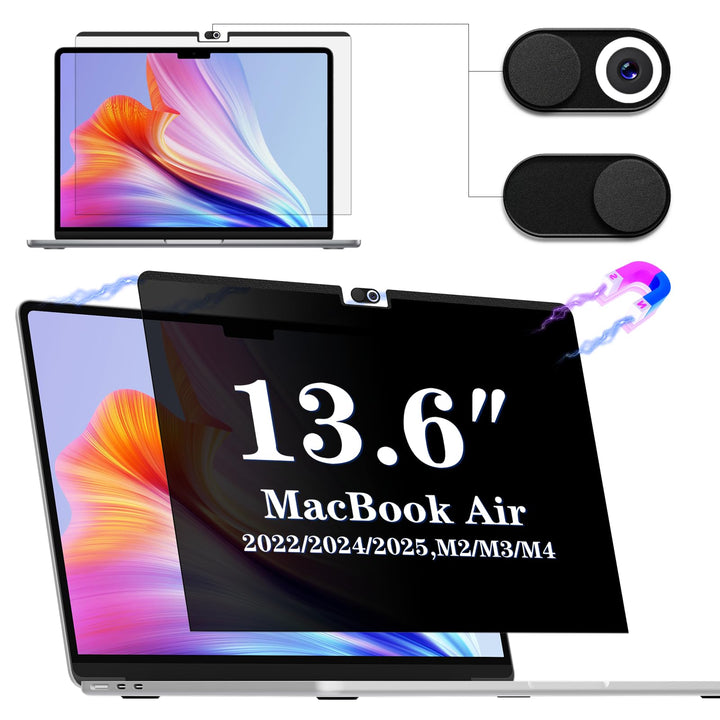 IPROKKO Blickschutzfilter MacBook Air 13,6 Zoll (M2/2022), Magnetischer Anti Glare Blaulicht Mac 13,