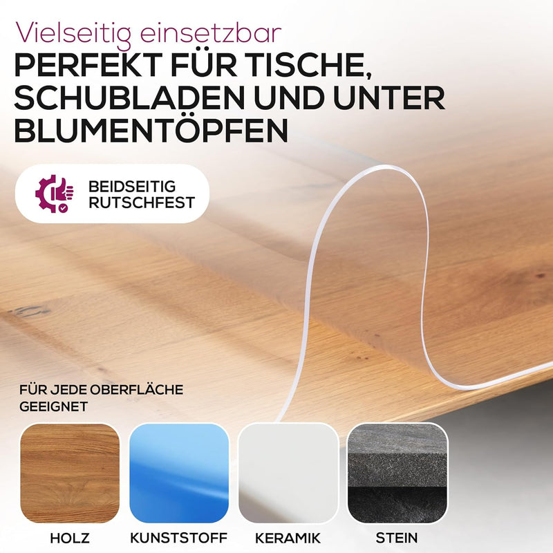 BEAUTEX Glasklar Folie 2 mm + abgeschrägte Kante, transparente Tischdecke Tischschutz, Made in Germa