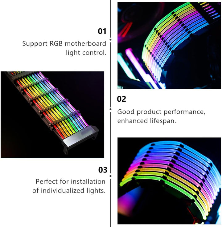 Garneck 3 Pin Argb Verlängerungskabel RGB Netzteil Ummantelt 24 Pin ATX Mainboard Computer Zubehör