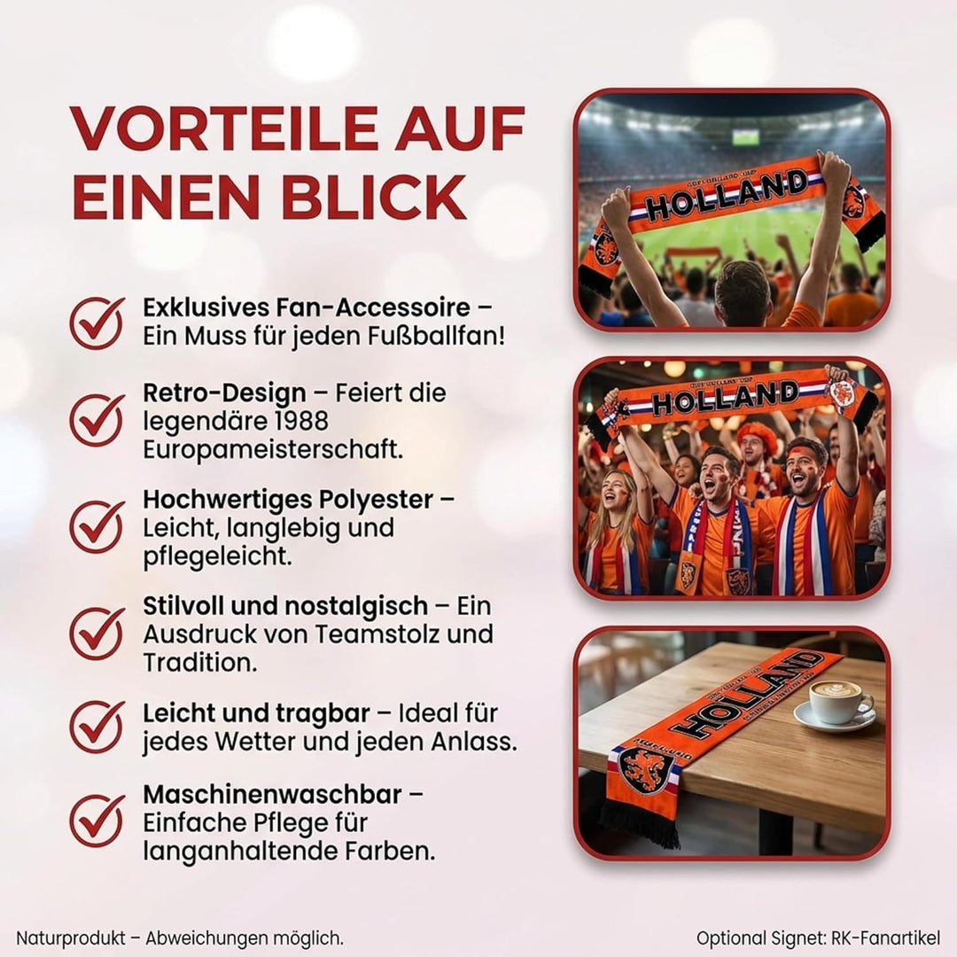 Holland Schal (Seidenschal/Sommerschal), für Europameisterschaft, Fussballschal, Kult-Schal, Souveni