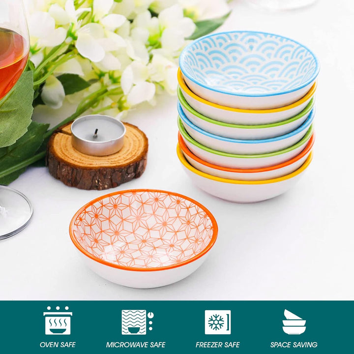 vancasso Natsuki Porzellan Dipschalen Set, 8-teilig Schälchen, Ø 8,8 cm Snackschalen, Servierschalen