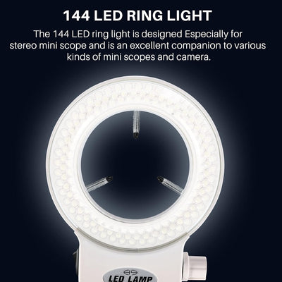 Gokelomg 144LEDs Ringlicht Ringleuchte Fuer Mikroskop Microscope Lampe Licht 6000K 0-100% Einstellba