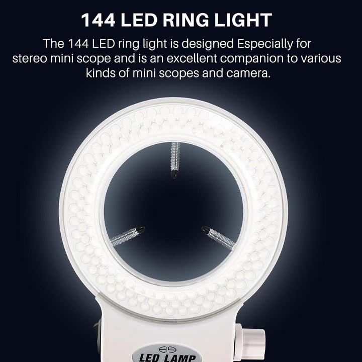 Tiamu 144 LED Stereomikroskop Kamera Ringleuchte, Super Helligkeit LED Perlen Ringleuchte 0-100% Ein