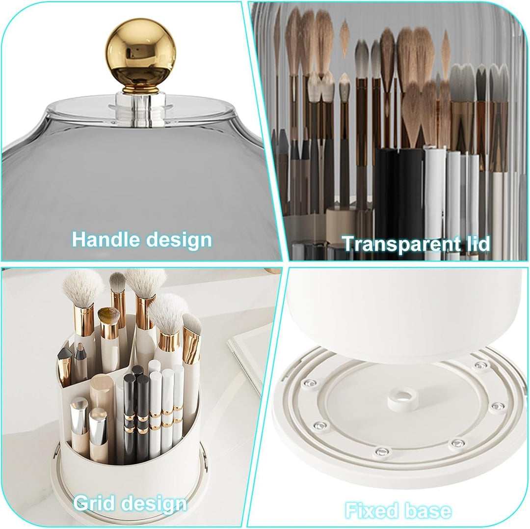 Rotierender Pinselhalter mit 360° Drehung und staubdichtem Deckel - Platzsparender Organizer für Kos