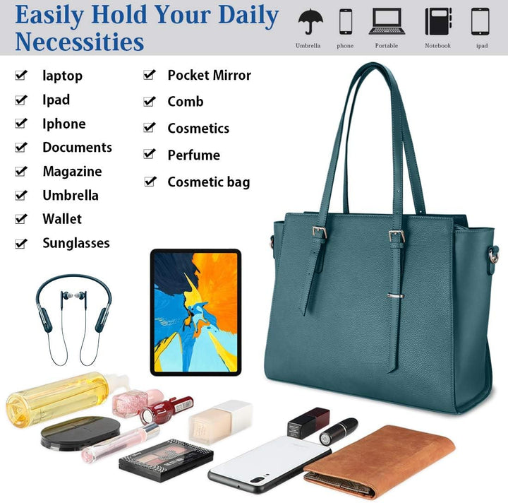 NEWHEY Handtasche Damen Shopper Damen Grosse Schwarz Gross Laptop Tasche 15.6 Zoll Elegant Leder Umh