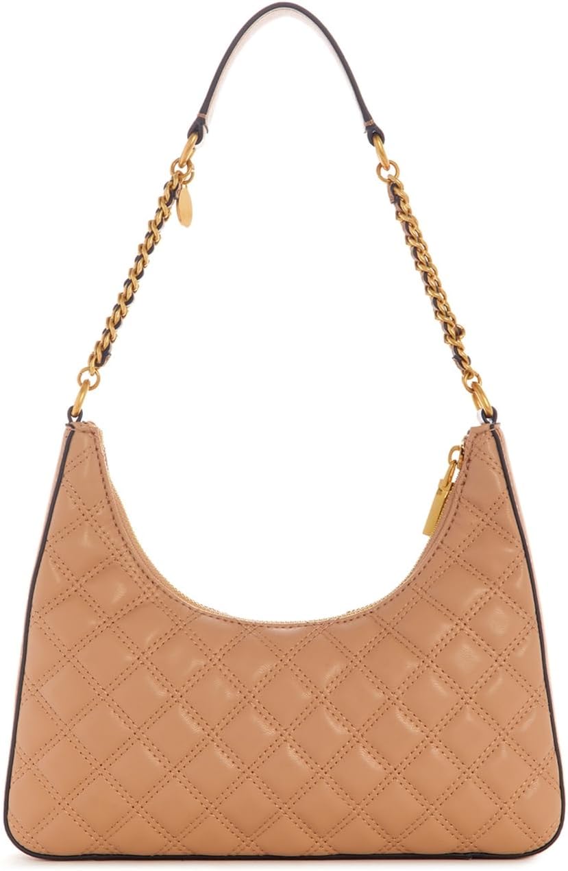 GUESS Damen Giully Top Zip Shoulder Bag Schultertasche, Reissverschluss Oben Einheitsgrösse Beige, E