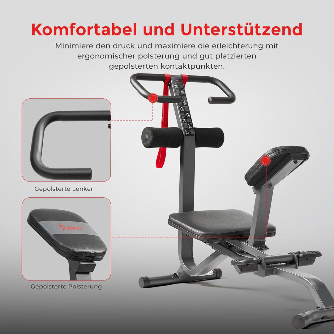 Sunny Health &amp; Fitness Klappbare Hyperextension-Roman Chair mit Rückenstrecker – Bauchtrainer &amp; Sit-