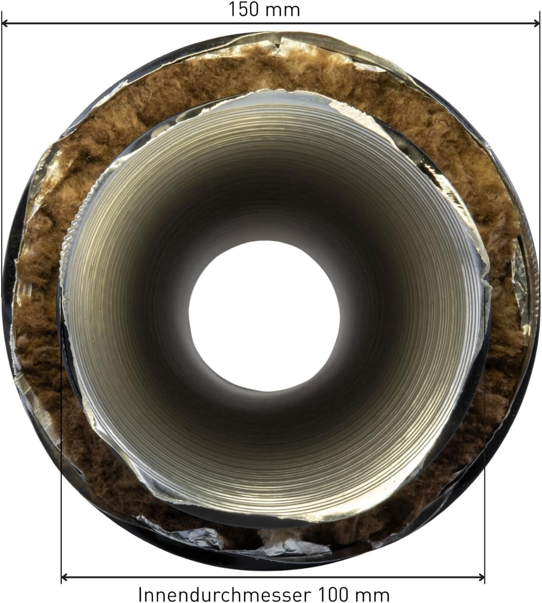 raik Therm Flex Aluflexrohr isoliert für Aussenluft-Anschluss Ø 100 mm Länge 0,75 m schwarz doppelwa