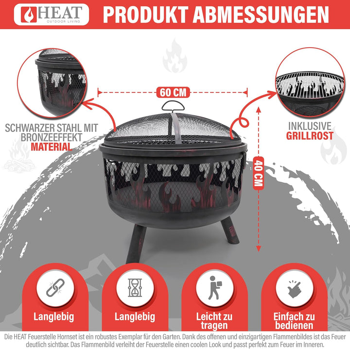 HEAT Outdoor Living Feuerkorb Hornset - Feuerschalen für den Garten - Feuerstelle Outdoor & Feuerton