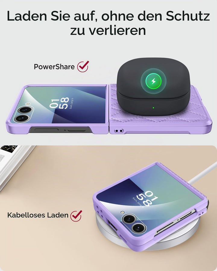 Miimall Kompatibel mit Samsung Galaxy Z Flip 7 Hülle mit Scharnierschutz &amp; Displayschutz, [Elegant L